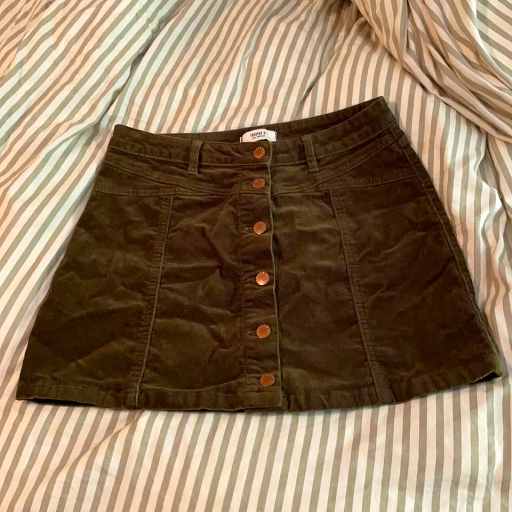 Corduroy button up skirt